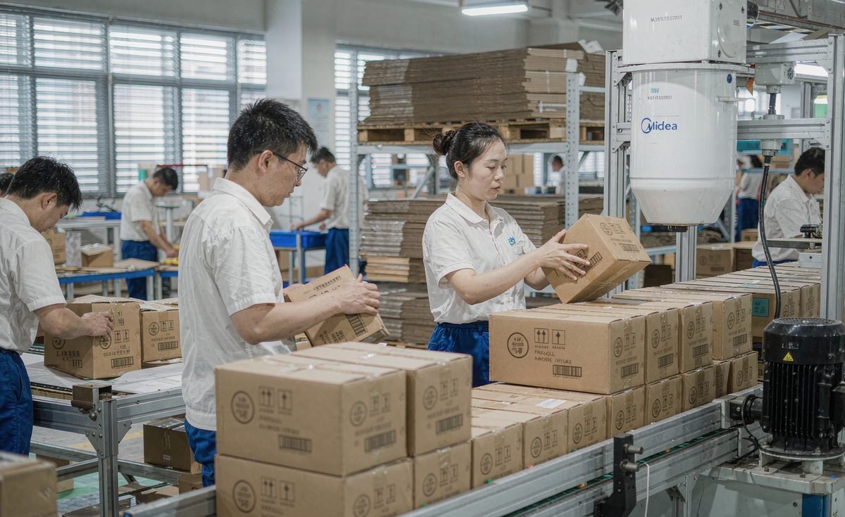 Pallets from a DDP shipment being received at an overseas buyer's warehouse door